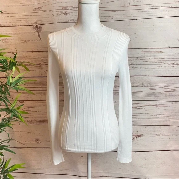 VINCE variegated rib knit long sleeve top NWT - Picture 5 of 14